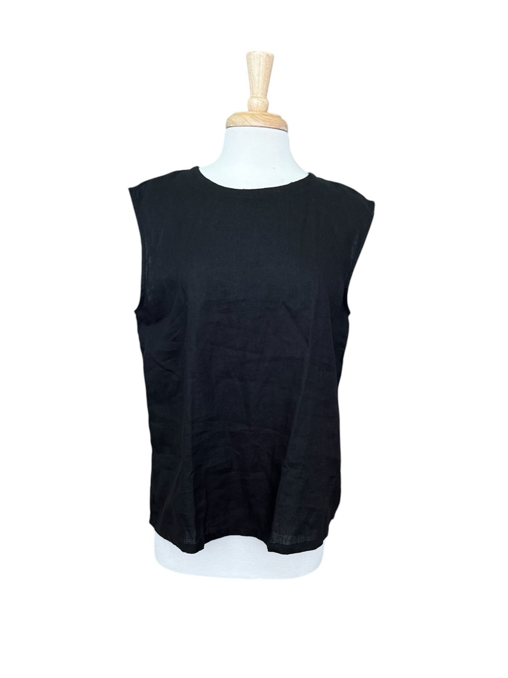EELOTILE Classic Chic Pure Linen Sleeveless Top Large